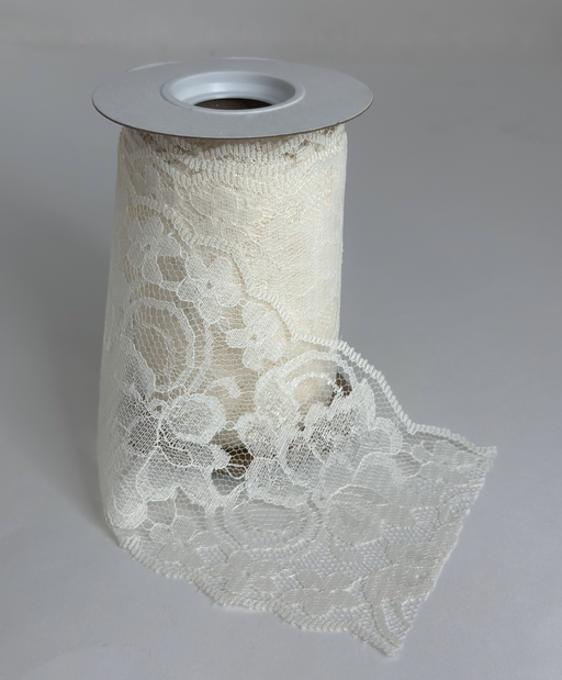 Ivory Floral Lace Wedding Ribbon - 4" x 10 Yards