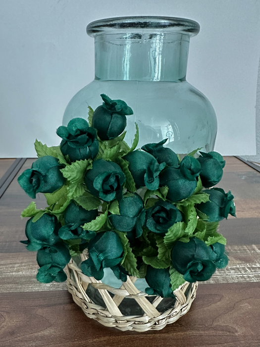 Hunter Green Artificial Silk Mini Roses - 12 Dozens, 144 Rosebuds Total
