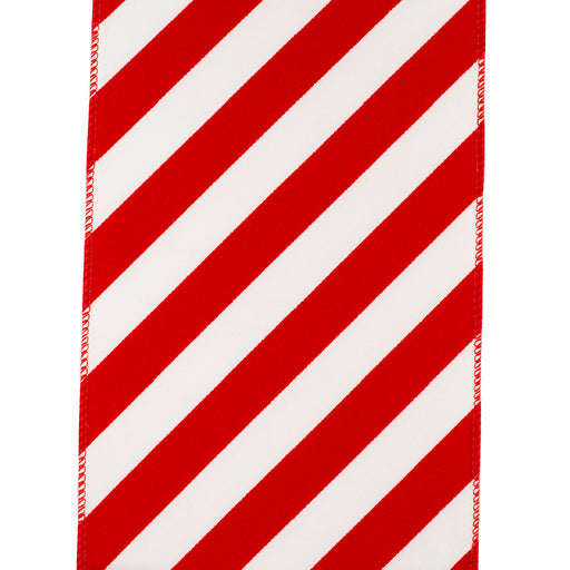 Red & White Striped Ribbon - 6" x 10 Yards