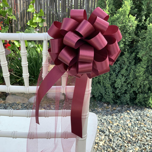 burgundy tulle ribbon bows