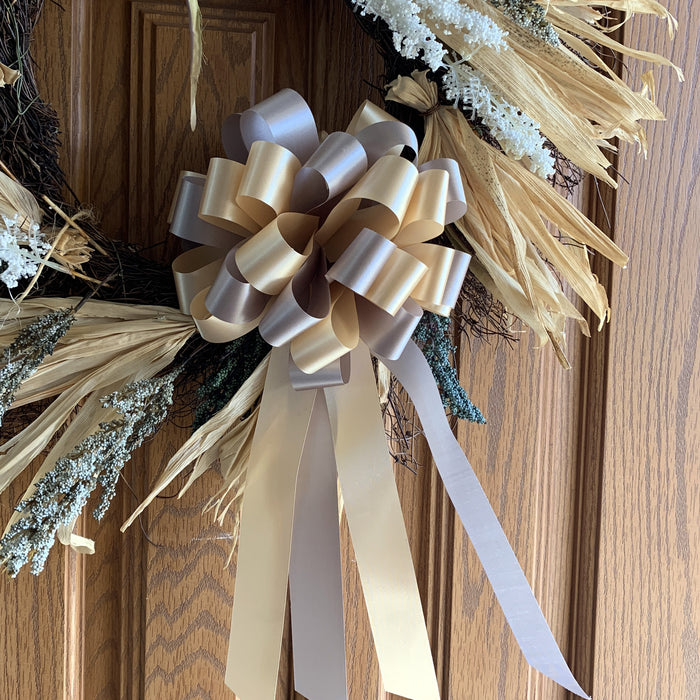 Gold and Light Brown Pull Bows - 8" Wide, Set of 6