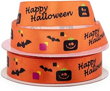 Satin Spooky Happy Halloween Ribbon - 7/8" x 25 Yards