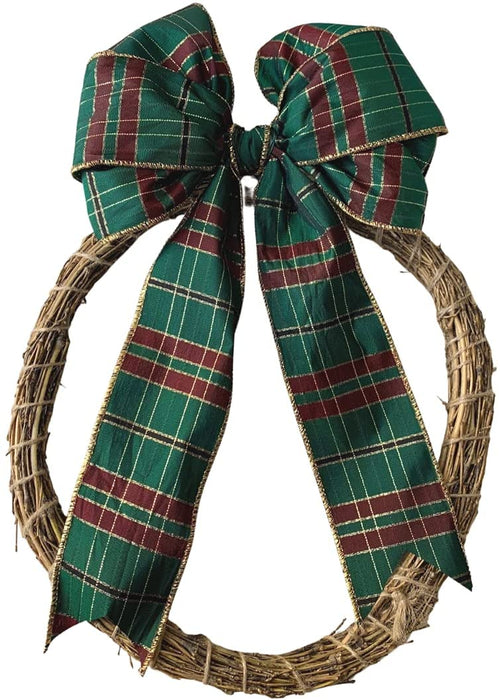 green-black-tartan-wired-edge-christmas-ribbon
