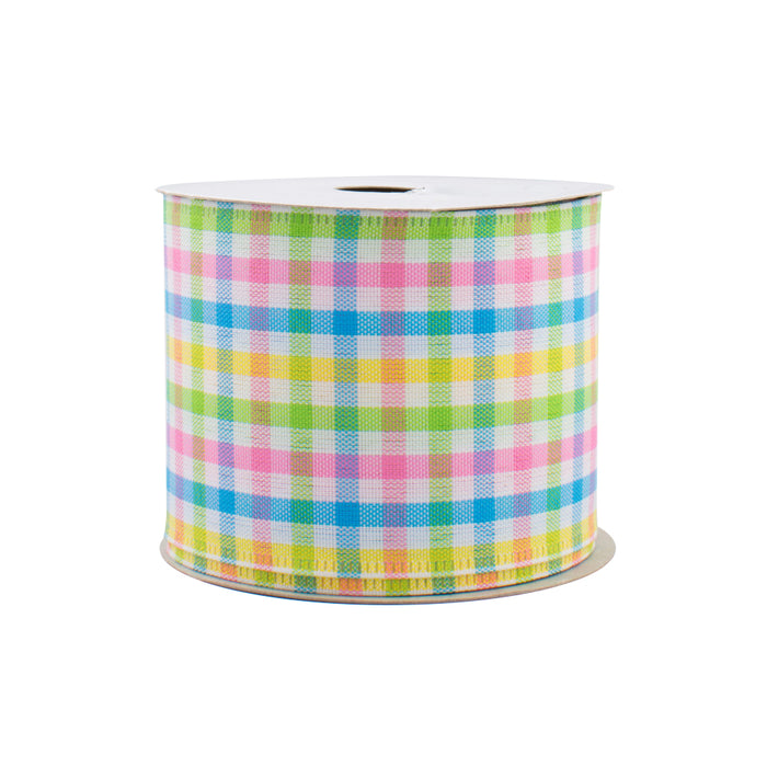 Easter Pastels Gingham Wired Ribbon - 2 1/2" x 10 Yards