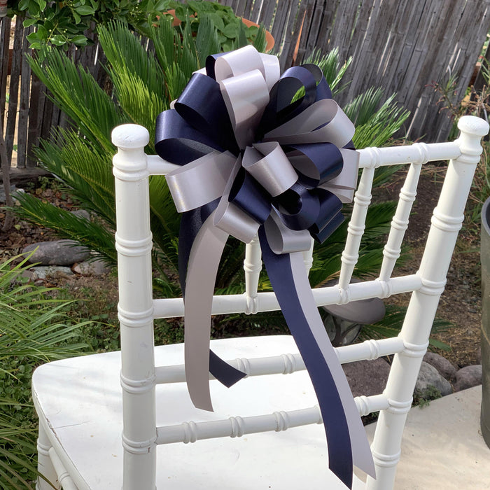 navy-and-silver-reception-bows
