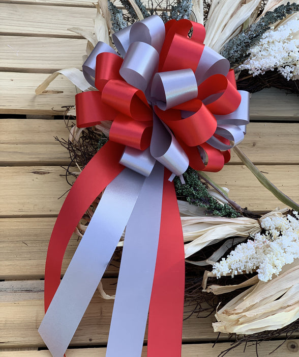 silver-and-red-wedding-bows