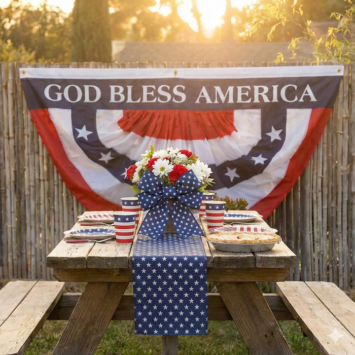 Patriotic Navy Stars Wired Ribbon - 2 1/2" x 10 Yards, Dark Blue & White Stars Craft Decor, Presidents Day, Memorial Day, 4th of July, USA, Election, Wreath, Trees, Decorations, Christmas