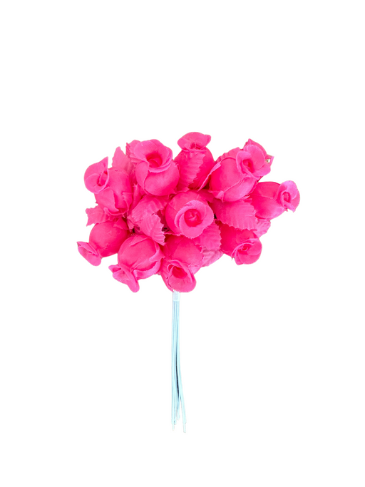 Hot Pink Artificial Silk Mini Roses - 12 Dozens, 144 Rosebuds Total