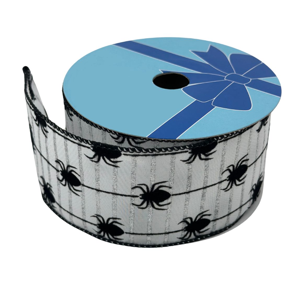 Halloween Spider Stripes Wired Ribbon - 2 1/2