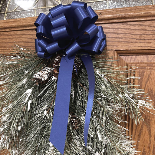 navy blue wreath bow christmas decoration