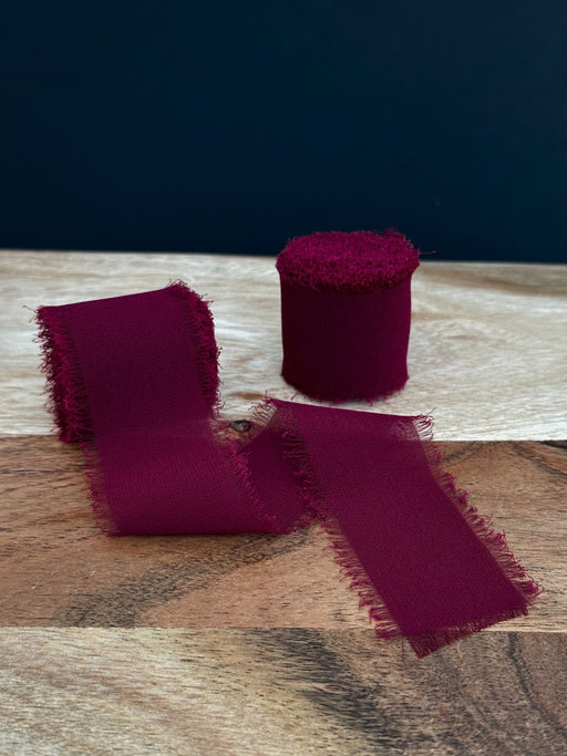 Burgundy Chiffon Ribbon for Crafts - 1 1/2" x 5 Yards, 2 Rolls