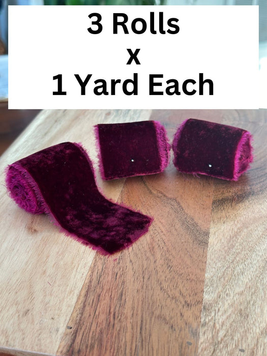 Burgundy Velvet Ribbon for Crafts - 2" x 1 Yard, 3 Rolls