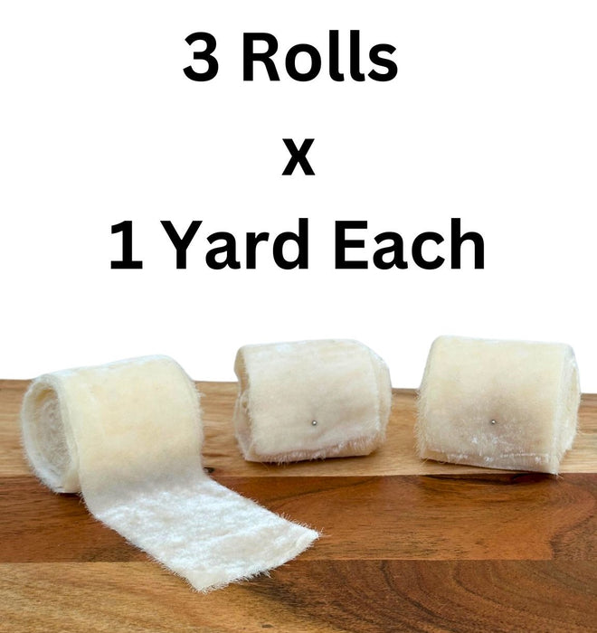 Ivory Velvet Ribbon for Crafts - 2" x 1 Yard, 3 Rolls