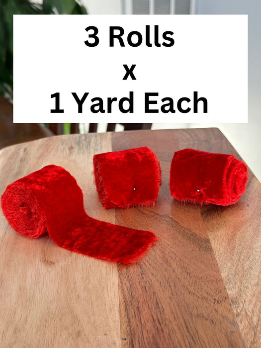 Red Velvet Ribbon for Crafts - 2" x 1 Yard, 3 Rolls