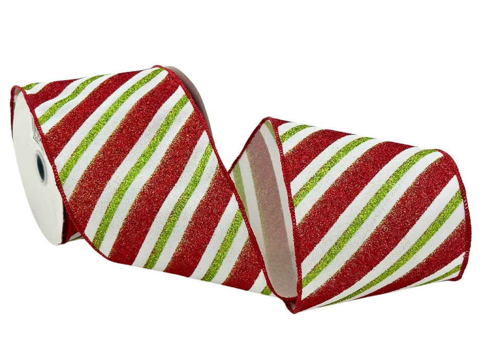 Red Green Christmas Glitter Ribbon