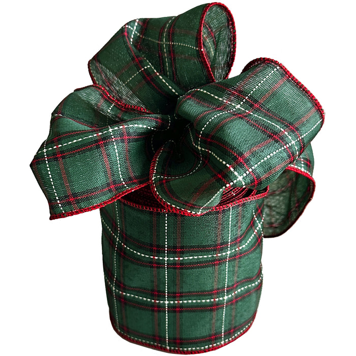 Green red plaid ribbon