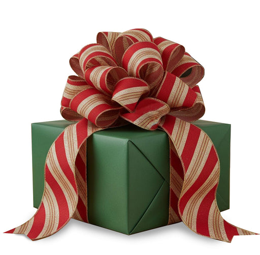 Red Gold Striped Wired Ribbon - 2 1/2" x 10 Yards