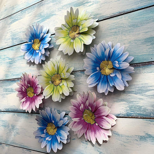 3-D Flower Pop Up Cards - 4" Wide, Set of 6, Blue, Green, Pink