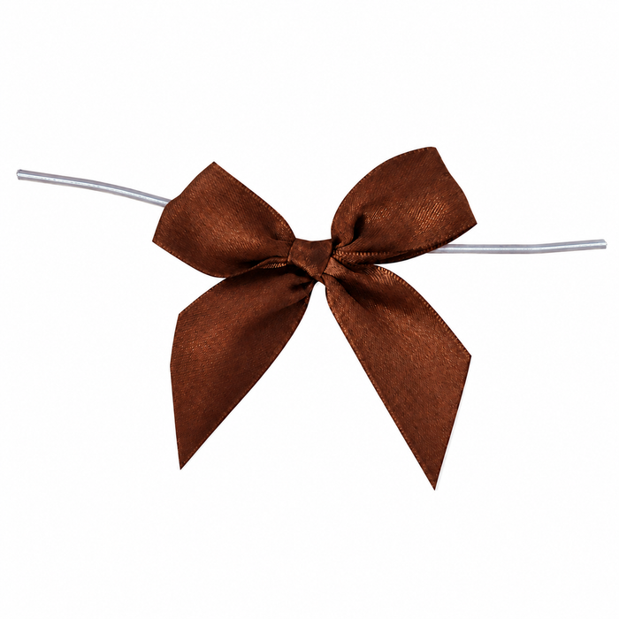 Brown Satin Pre-Tied Decorative Bows - 3" Wide, Set of 10, Fall, Halloween, Thanksgiving, Christmas, Wedding Favors, Birthday, Gift Ribbons, Gift Bows