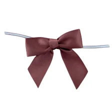 Brown Satin Pre-Tied Decorative Bows - 3" Wide, Set of 10, Fall, Halloween, Thanksgiving, Christmas, Wedding Favors, Birthday, Gift Ribbons, Gift Bows