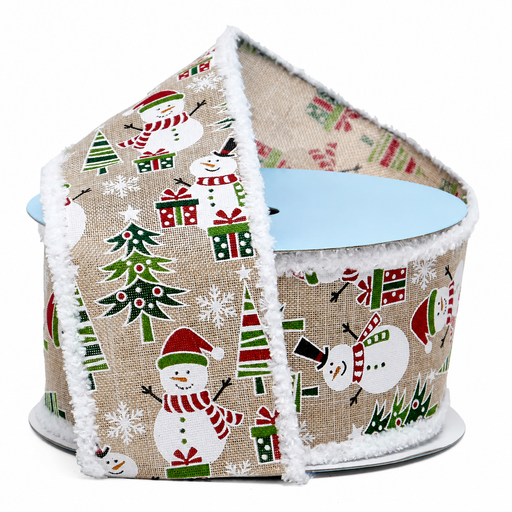 Fluffy Snowman Wired Edge Ribbon - 2 1/2" x 10 Yards