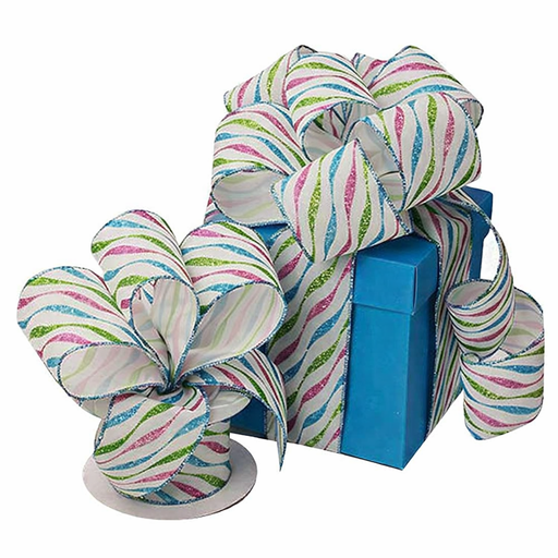 Easter Swirl Glitter Wired Ribbon - 2 1/2" x 10 Yards