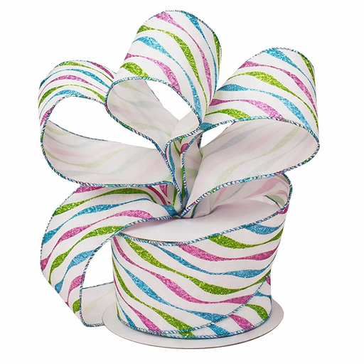 Easter Swirl Glitter Wired Ribbon - 2 1/2" x 10 Yards