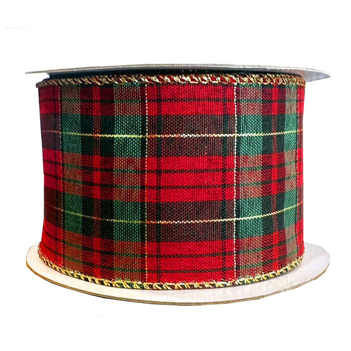 Emerlad green and red Christmas tartan ribbon
