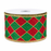 Red Green Harlequin Diamonds Wired Ribbon - 2 1/2" x 10 Yards, Christmas, Gift Wrapping, Gold Edges, Wreath, Garland, Tree Decoration, Fundraiser, Winter Decor