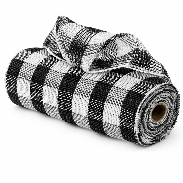 Buffalo Plaid Checkered Deco Mesh - 10" x 10 Yards, Black & White