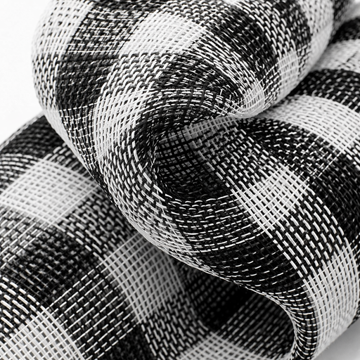 Buffalo Plaid Checkered Deco Mesh - 10" x 10 Yards, Black & White