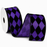 Purple Black Harlequin Wired Ribbon - 2 1/2" x 10 Yards, Halloween, Masquerade, Fall, Single Faced, Holiday Garland, Gift Wrap, Wreaths, Bows, Birthday, Carnival, Awareness Ribbon, Crafts, Mardi Gras