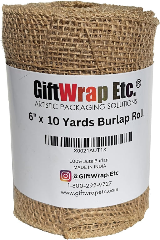 Natural Jute Fabric Burlap Ribbon - 6" x 10 Yards