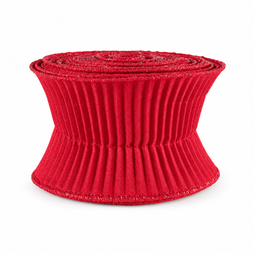 Classic Christmas Red Pleated Ribbon - 3" x 5 Yards, Non-Wired Edges, Wreath, Tree Wrapping, Garland, Swag, Birthday, Country Farmhouse, Winter Decor