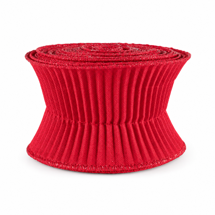 Classic Christmas Red Pleated Ribbon - 3" x 5 Yards, Non-Wired Edges, Wreath, Tree Wrapping, Garland, Swag, Birthday, Country Farmhouse, Winter Decor
