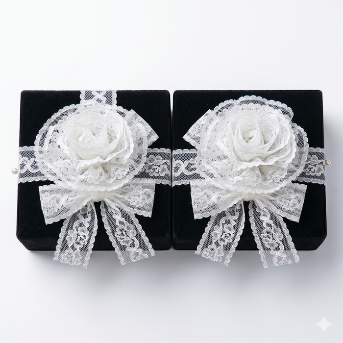 White Lace Scalloped Wedding Ribbon - 15/16" x 25 Yards, Wired Edge, Wedding, Baby Shower, Anniversary, Graduation, Birthday, Quinceañera, Baptism, Church, Communion, Corsages, Bouquets, Wreaths