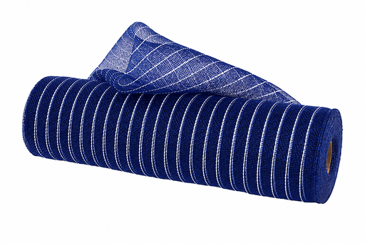Metallic Navy Striped Deco Mesh - 10.25" x 10 Yards, Fall, Election Day, Veterans Day, Hannukah, Christmas, Police Support, Wreath, Gift Wrapping, Patriotic Decor, DIY Crafts