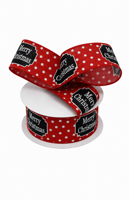 Merry Christmas Red White Ribbon - 2 1/2" x 10 Yards,