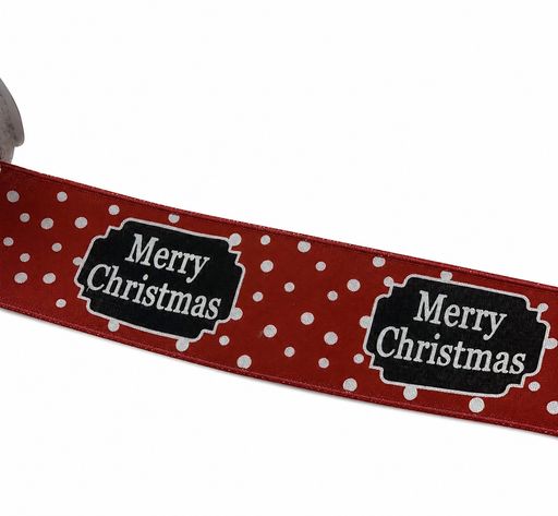 Merry Christmas Red White Ribbon - 2 1/2" x 10 Yards,