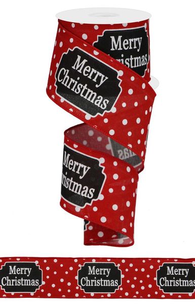 Merry Christmas Red White Ribbon - 2 1/2" x 10 Yards,