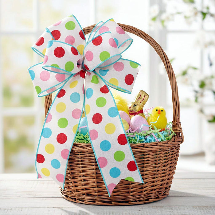 Pastel Polka Dots Wired Ribbon - 2 1/2" x 10 Yards,