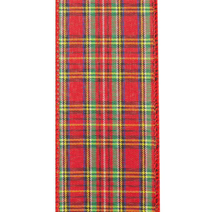 Christmas Tartan Plaid Wired Edge Ribbon - 2 1/2" x 10 Yards, Garland, Presents, Gift Wrapping, Wreaths, Bows, Xmas Tree Topper, Streamers, Winter Decor, Birthday
