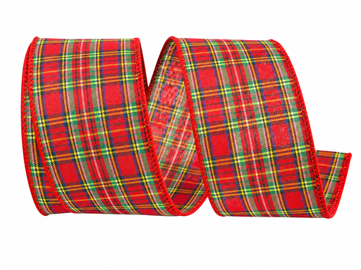 Christmas Tartan Plaid Wired Edge Ribbon - 2 1/2" x 10 Yards, Garland, Presents, Gift Wrapping, Wreaths, Bows, Xmas Tree Topper, Streamers, Winter Decor, Birthday