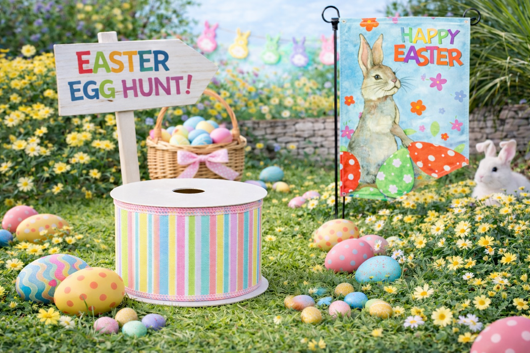 Spring Pastel Striped Wired Ribbon - 2 1/2" x 10 Yards, Easter, Earth Day, Summer, Birthday, Baby Shower, Gender Reveal, Fundraiser, Wreath, Gift Bows, Gift Wrap, School, Office, Swag, Garland