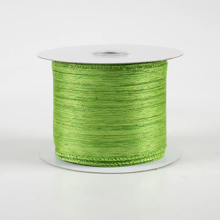 Metallic Lime Green Striped Wired Ribbon - 2 1/2" x 10 Yards, St. Patrick's Day