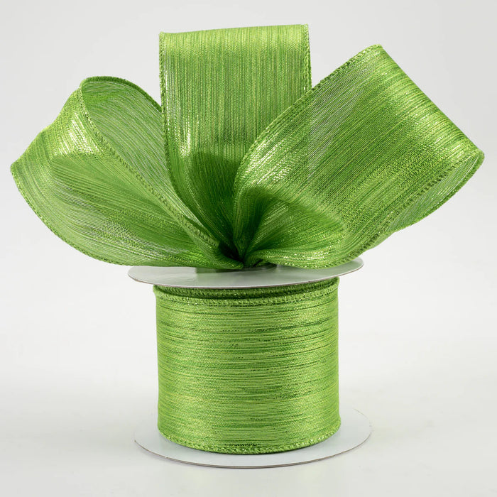 Metallic Lime Green Striped Wired Ribbon - 2 1/2" x 10 Yards, St. Patrick's Day