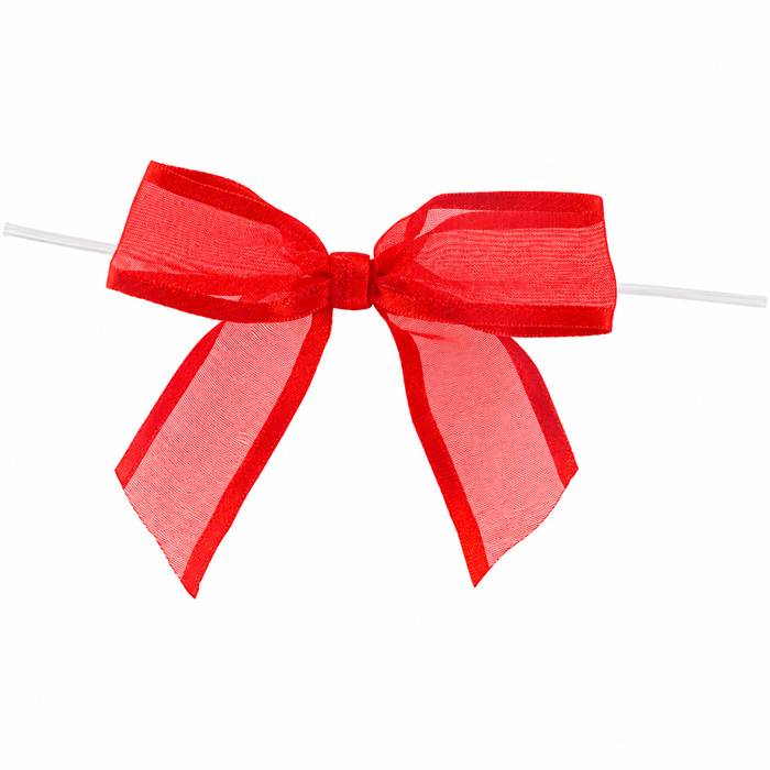 Pre-Tied Red Organza Bows - 3" Wide, Set of 12, Election Day, Veterans Day, Christmas, Gift Wrap, Wedding Embellishments, Basket Decor, Fall Bows, Party Favors, Birthday