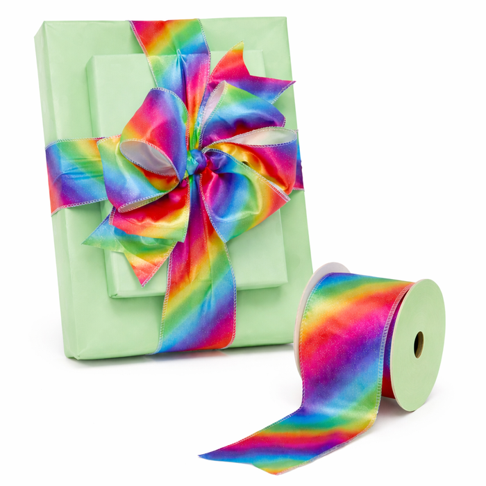 Pride Rainbow Satin Decorative Ribbon – 2 1/2” x 10 Yards