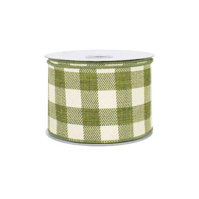 Moss Green Plaid Wired Ribbon - 2 1/2" x 10 Yards