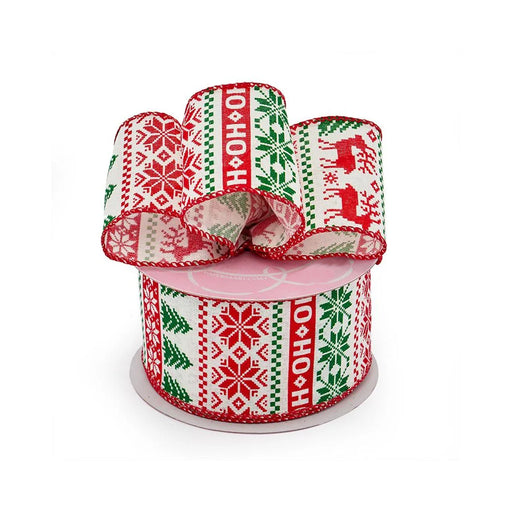 Stitched Fair Isle Christmas Ribbon - 2 1/2" x 10 Yards